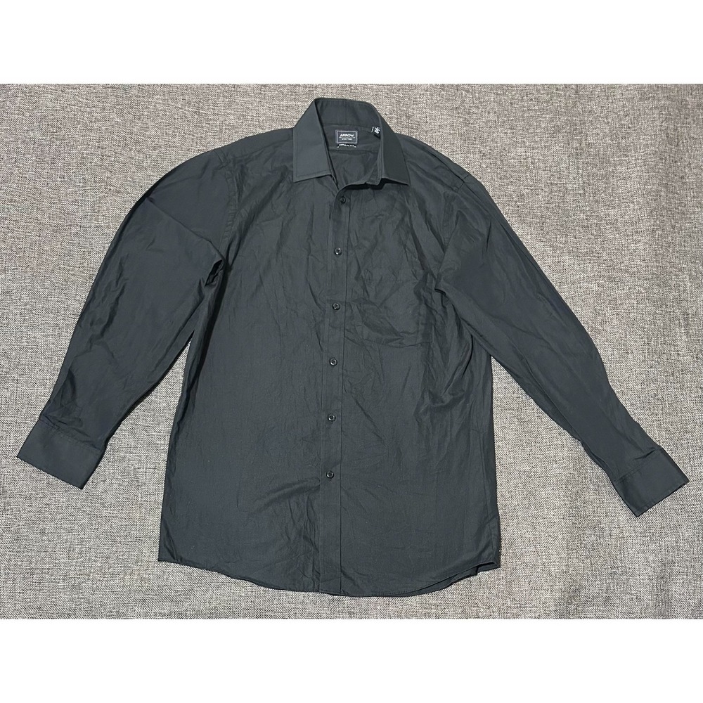 Arrow Regular Fit Men's 14-14 1/2 32/33 S Black‎ Long Sleeve Shirt